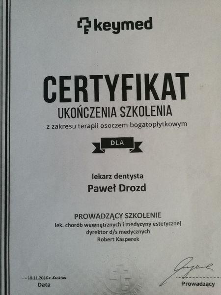 Certyfikat ukończenia szkolenia