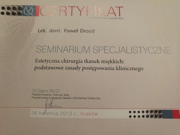 Certyfikat seminarium specjalistyczne